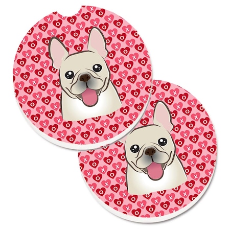 Carolines Treasures French Bulldog Hearts Cup Holder Car Coasters - Set of 2 BB5308CARC